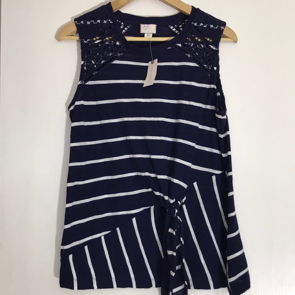 •Anthropologie• NWT Navy and White Striped Top